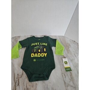 UNISEX INFANT JOHN DEERE JUST LIKE DADDY LONG SLEEVED BODYSUIT SIZE 6/9 MONTHS